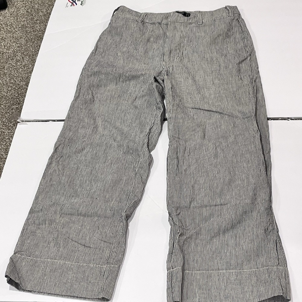 Abercrombie & Fitch Women Pants Size 4 Cropped High Rise Wide Leg Linen Stripe